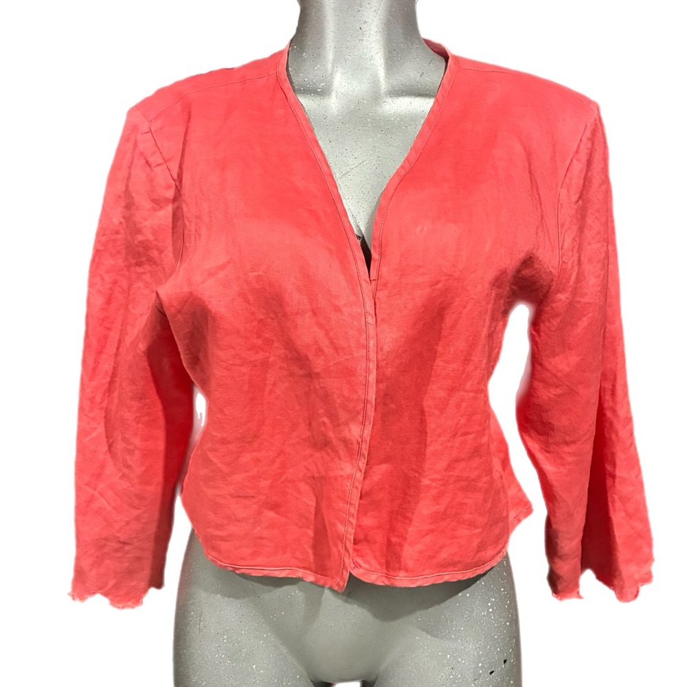 La Rea Collection Jacket Top Coral Open-Front Coastal Layer Vacation Size 2X